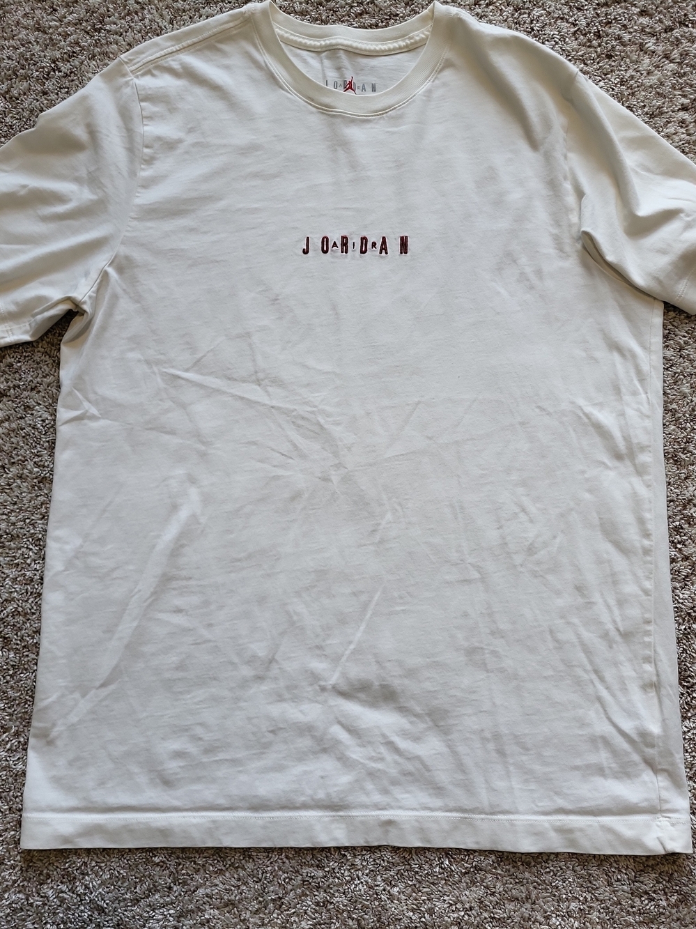 Jordan Air T Shirt Mens L Sail Gym Red Embroidered Logo DM3182-133